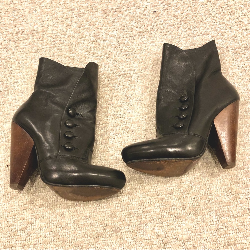 Soft Ash leather booties with button detail